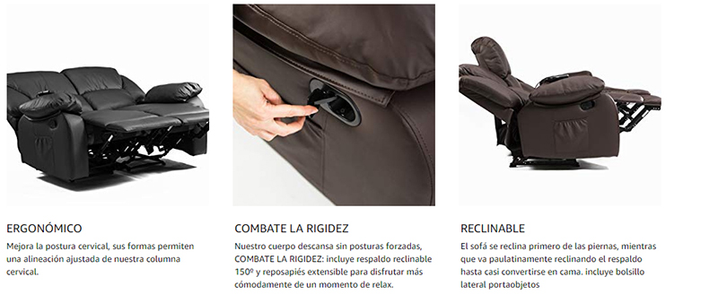 Sofá de Masaje Relax en Polipiel Modelo ECO-8590