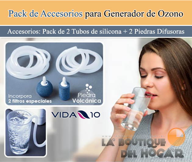 Pack 2 Tubos de silicona + 2 Piedras Difusoras para Generador de Ozono