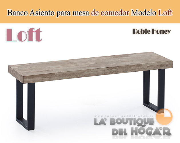 Mesa de comedor fija blanca con patas metálicas y tablero de Roble Modelo Loft