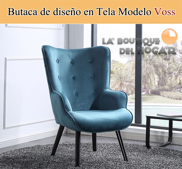 Sillón Butaca Tejido Velvet con patas de madera Modelo Voss