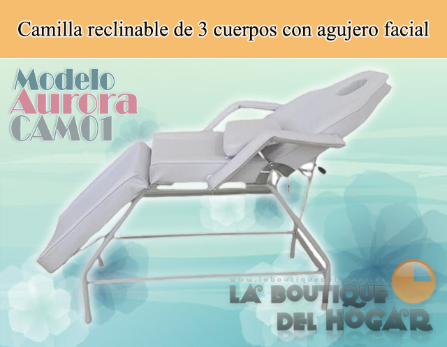 Camilla de belleza fija reclinable de 3 cuerpos