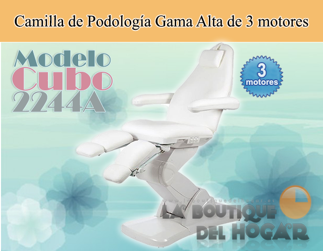 Camilla de Estética Gama Alta de 3 motores con agujero facial Cubo Modelo 2244A.3.A26