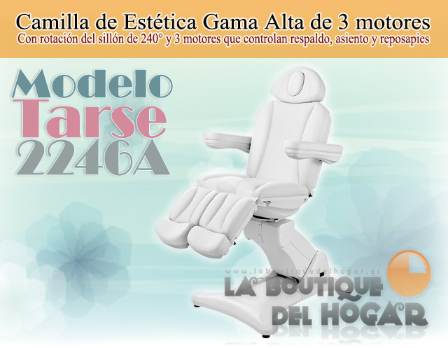 Camilla de Estética Gama Alta de 3 motores con agujero facial Modelo Tarse 2246A