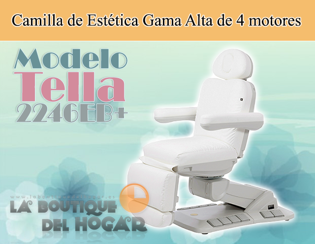 Camilla de Estética Gama Alta de 4 motores con botoneras y pedales integrados Modelo Tella 2246EB+
