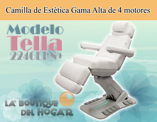 Camilla de Estética Gama Alta de 4 motores con botoneras y pedales integrados Modelo Tella 2246EBN+