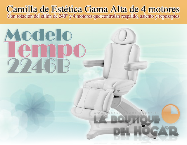 Camilla de Estética Gama Alta de 4 motores con agujero facial Modelo Tempo 2246B