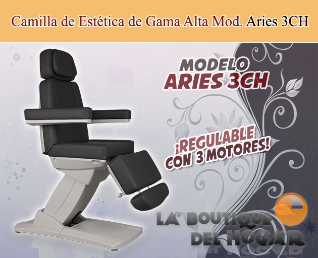 Camilla de Estética Gama Alta de 3 motores con botoneras y pedales integrados Modelo Aries 4W