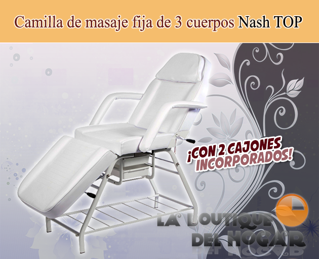 Camilla de belleza reclinable con cajonera integrada Modelo Nash TOP