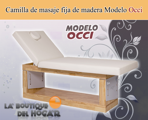 Camilla de masaje Spa fija de 2 cuerpos con estructura de madera Modelo Occi 