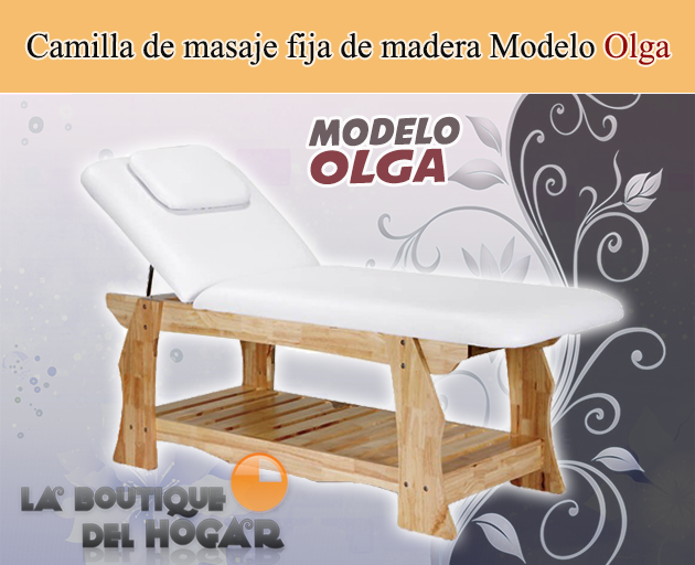 Camilla de masaje fija de 2 cuerpos con base de madera maciza Modelo Olga