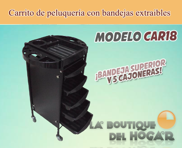 Carrito de peluquería con bandejas extraíbles Modelo CAR18