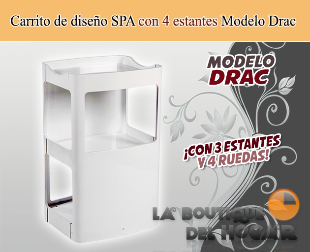 Carrito Spa de madera de diseño con 3 estantes Drac