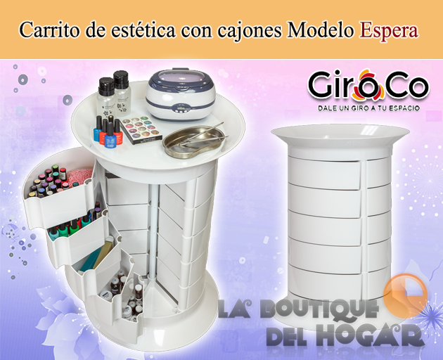 Carrito Mostrador de Estetica y Belleza Modelo Espera color Blanco