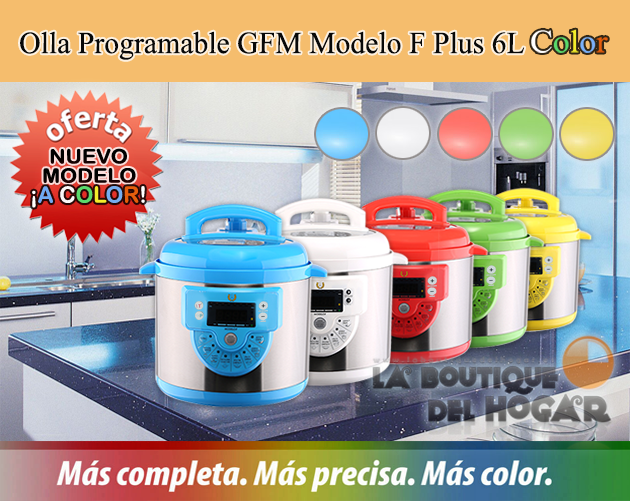 Olla GfM modelo D 6 L. FUNCIÓN FREIR + Pack de 3 sartenes de cerámica  20+24+28cm - Olla Programable