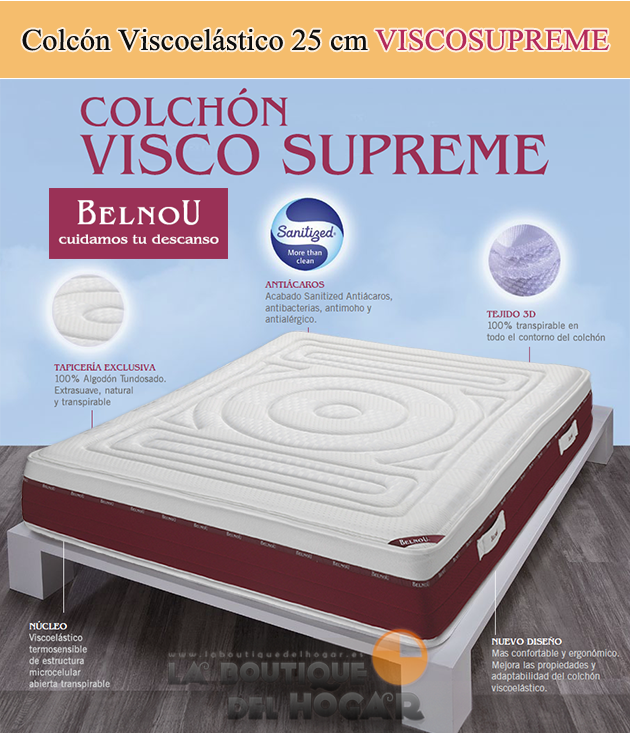 Colchón Viscoelástico Belnou VISCOSUPREME 25 cm