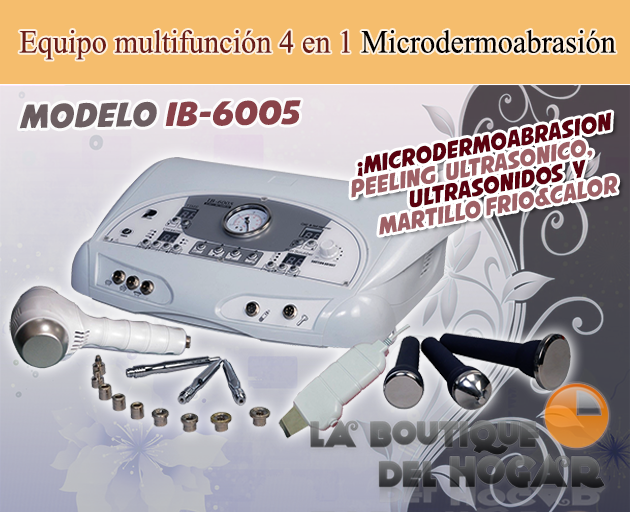 Equipo Multifunción 4 en 1: Microdermoabrasion + Peeling + Ultrasonidos + Martillo Frio&Calor Modelo IB-6005