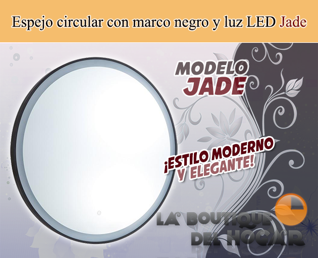 Espejo Tocador circular de Peluquería estilo Moderno con marco dorado y espejo con LED 70cm