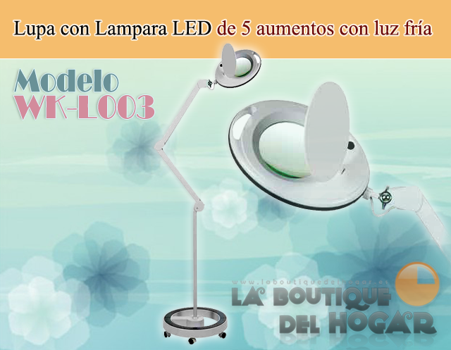 Lupa con Lampara LED de 5 aumentos con luz fría y brazo articulado Modelo Mega WK-L003