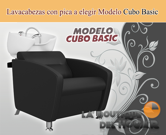 Lavacabezas Con Respaldo Ergonómico Modelo Cubo Basic color Negro