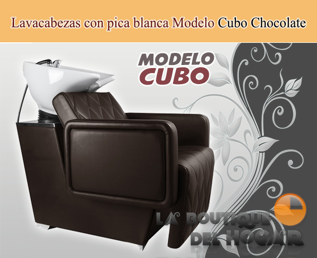 Lavacabezas con pica blanca y respaldo ergonómico Modelo Cubo Marrón Chocolate