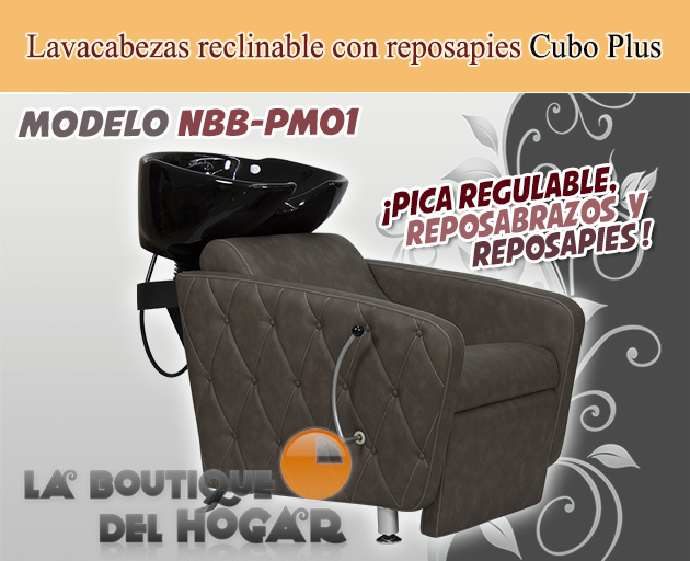 Lavacabezas Cubo reclinable con reposapies regulable en altura - color marron grisaceo