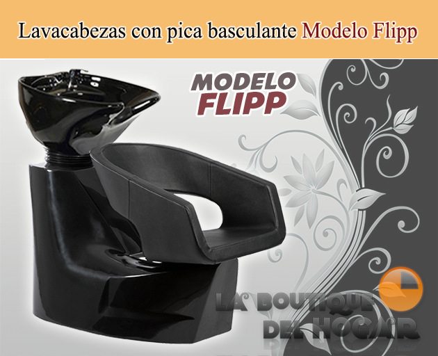 Lavacabezas con pica negra y asiento ergonómico Modelo Flipp