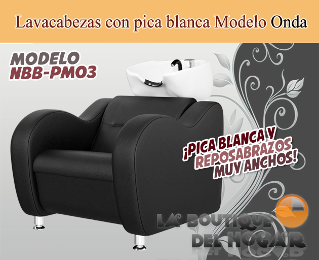 Lavacabezas Onda Pica Blanca Modelo NBB-PM03 color Negro