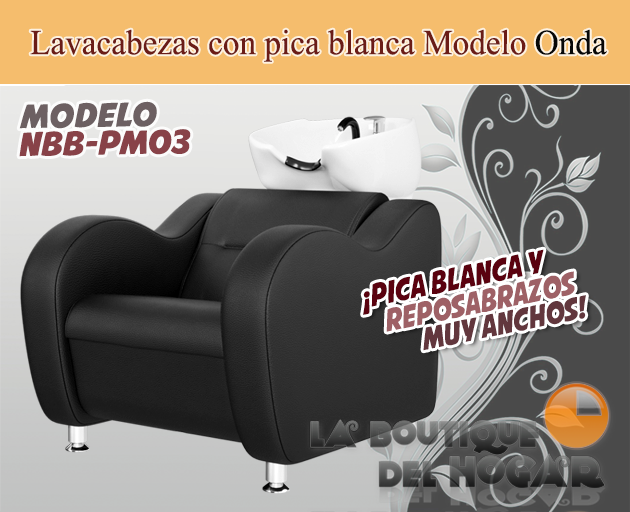 Lavacabezas Onda con pica blanca Modelo NBB-PM03 - Color Negro