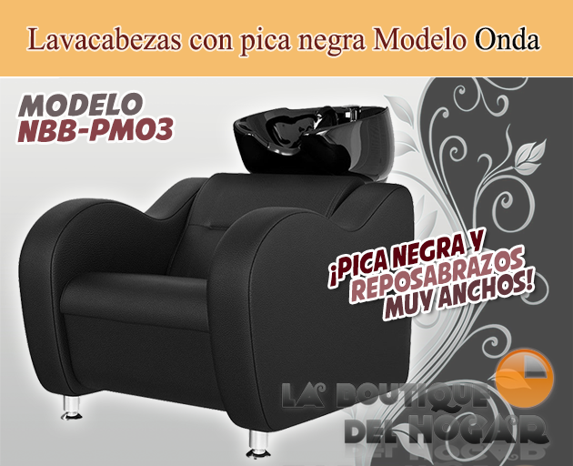 Lavacabezas Onda Pica negra Modelo NBB-PM03 color Negro