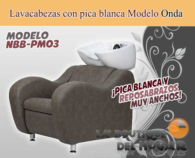 Lavacabezas Onda con pica blanca Modelo NBB-PM03 - Color Marrón Grisáceo