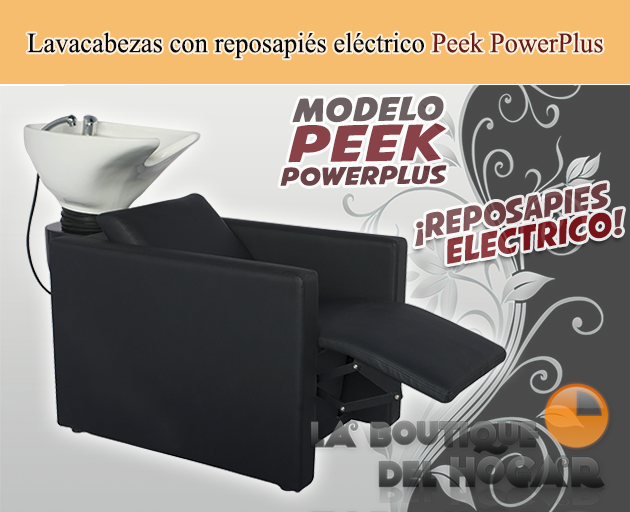 Lavacabezas con pica negra y respaldo ergonómico Modelo Peek PowerPlus Negro