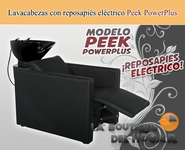 Lavacabezas con pica negra y respaldo ergonómico Modelo Peek PowerPlus Negro