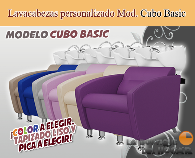 Lavacabezas con pica blanca y respaldo ergonómico Modelo Cubo Basic personaizado