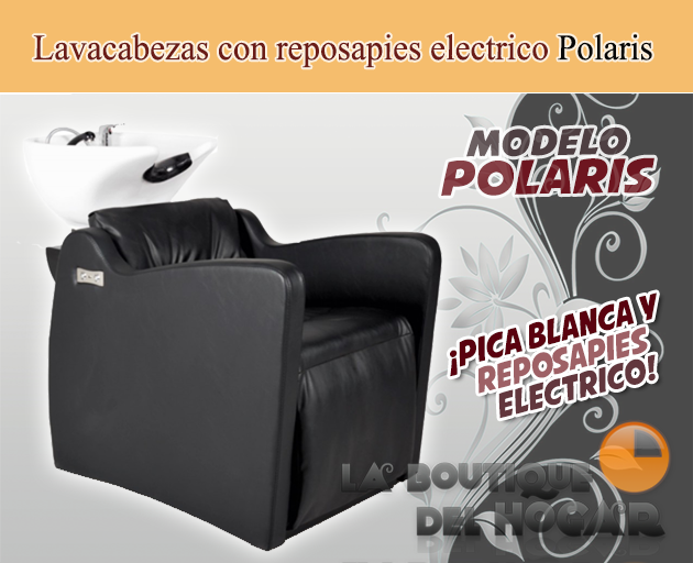 Lavacabezas Gama Alta con pica blanca y reposapies eléctrico Modelo Polaris