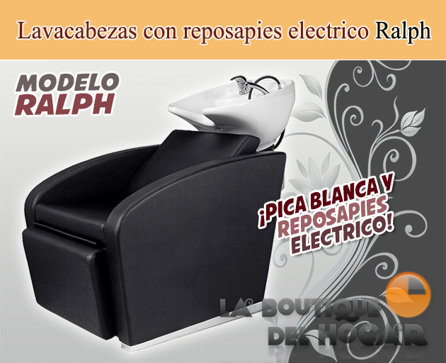 Lavacabezas Gama Alta con pica blanca y reposapies eléctrico Modelo Ralph