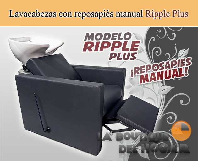 Lavacabezas con pica blanca y respaldo ergonómico Modelo Ripple Plus Negro