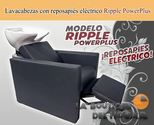 Lavacabezas con pica blanca y respaldo ergonómico Modelo Ripple PowerPlus Negro