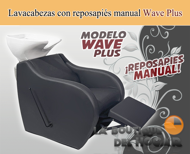 Lavacabezas con pica blanca y respaldo ergonómico Modelo Wave Plus Negro