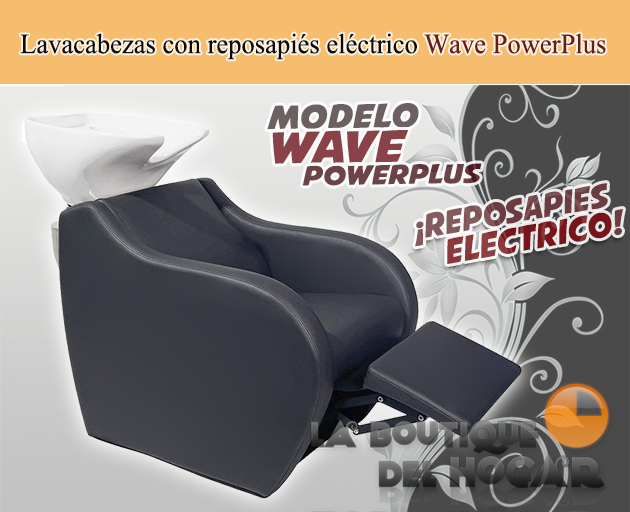Lavacabezas con pica blanca y respaldo ergonómico Modelo Wave PowerPlus Negro