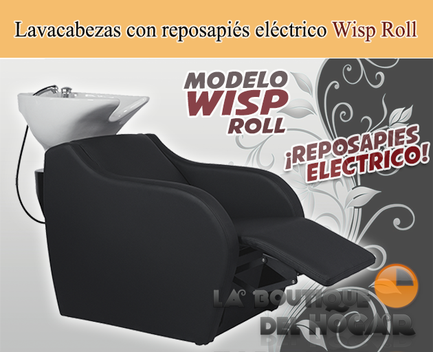 Lavacabezas con pica blanca y respaldo ergonómico Modelo Wisp Roll Negro