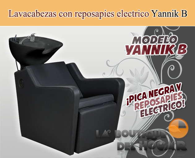 Lavacabezas Gama Alta con pica negra y reposapies eléctrico Modelo Yannik B