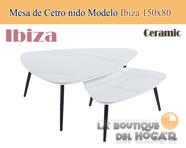 Mesa de centro fija negra con patas metálicas y tablero de Roble Nordish Modelo Natural