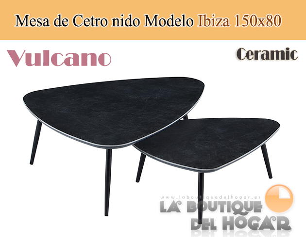 Mesa de centro fija negra con patas metálicas y tablero de Roble Nordish Modelo Natural