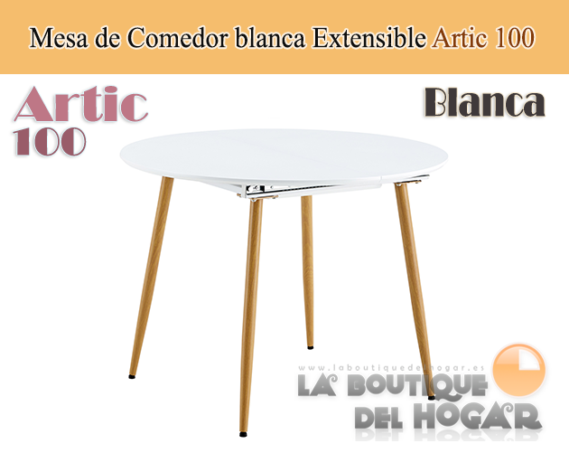 Mesa de comedor extensible negra con patas metálicas Artic