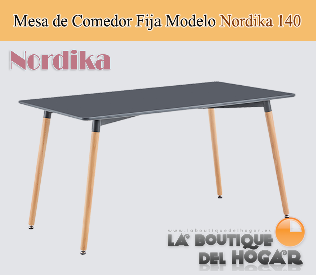 Mesa de comedor extensible negra con patas metálicas y tablero DM Nogal Modelo Branch