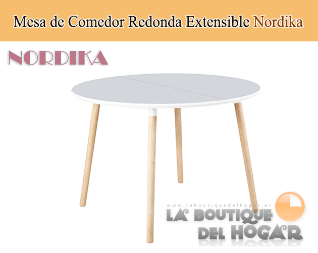 Mesa de comedor extensible negra con patas metálicas y tablero DM Nogal Modelo Branch