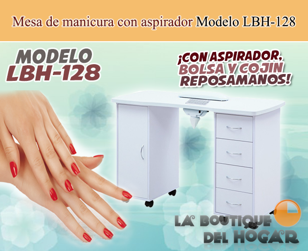 Mesa de manicura con aspirador, bolsa y cojín reposamanos Modelo LBH-128