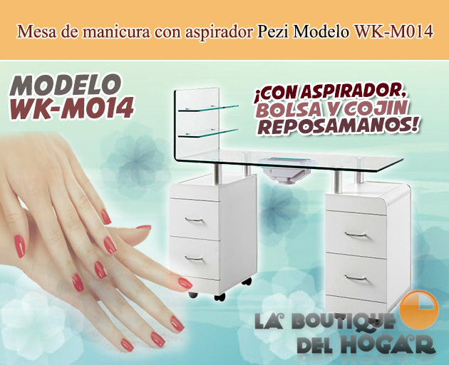 Mesa de manicura con aspirador, bolsa y cojín reposamanos Pezi Modelo WK-M014