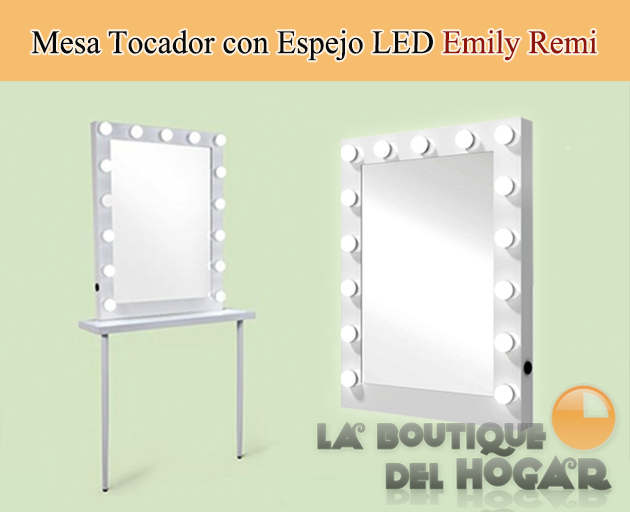 Mueble Tocador con espejo LED estilo Camerino Modelo Emily Remi