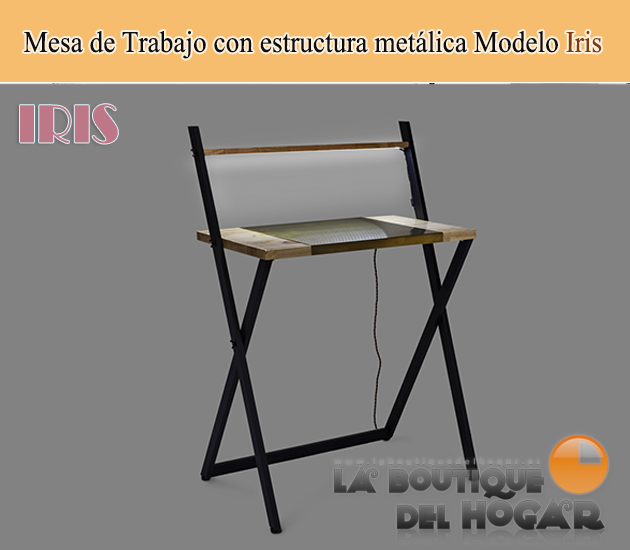 Mesa de comedor fija negra con patas metálicas y tablero de Roble Modelo Natural